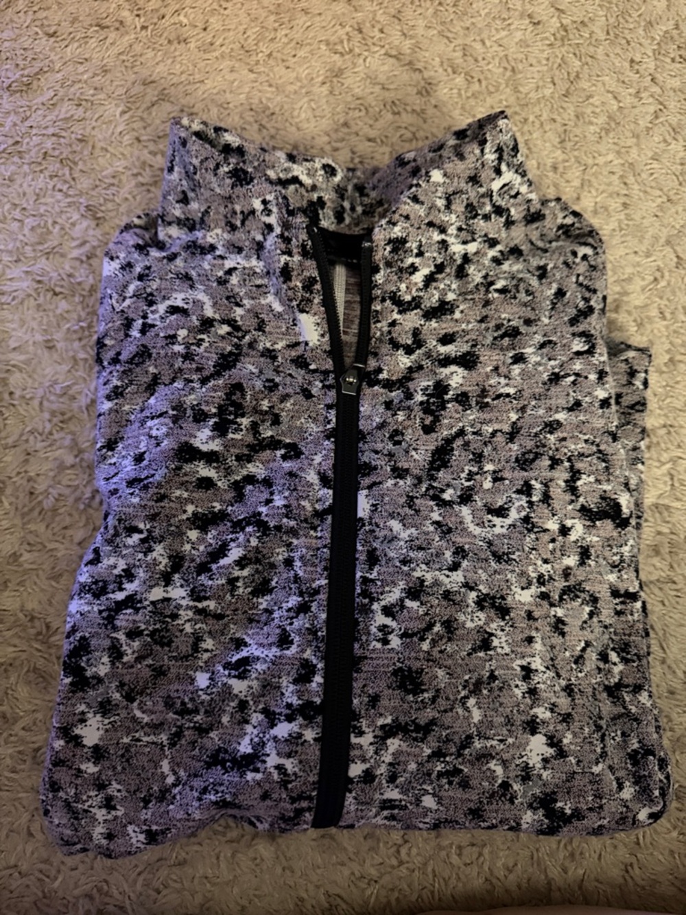 Athleta Black, White & Gray Speckled Zip-Up Jacket